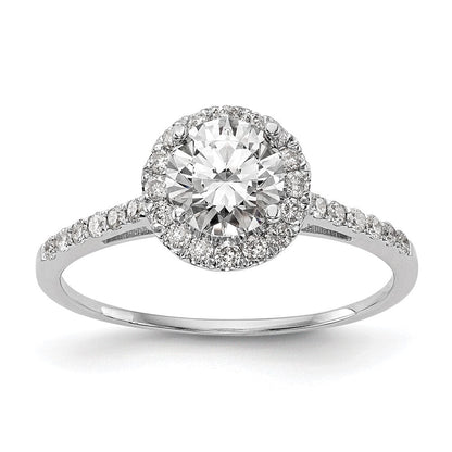 Verlobungsring aus 14K Weißgold mit 0,25 ct. laborgezüchteten Diamanten VS/SI+ G+ und 1 ct. Mittelstein in Halo-Fassung