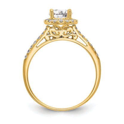 14K Gelbgold Verlobungsring mit 0,25 ct. Labor-Diamant VS/SI+ G+, 1 ct. Mittelstein, Halo-Fassung