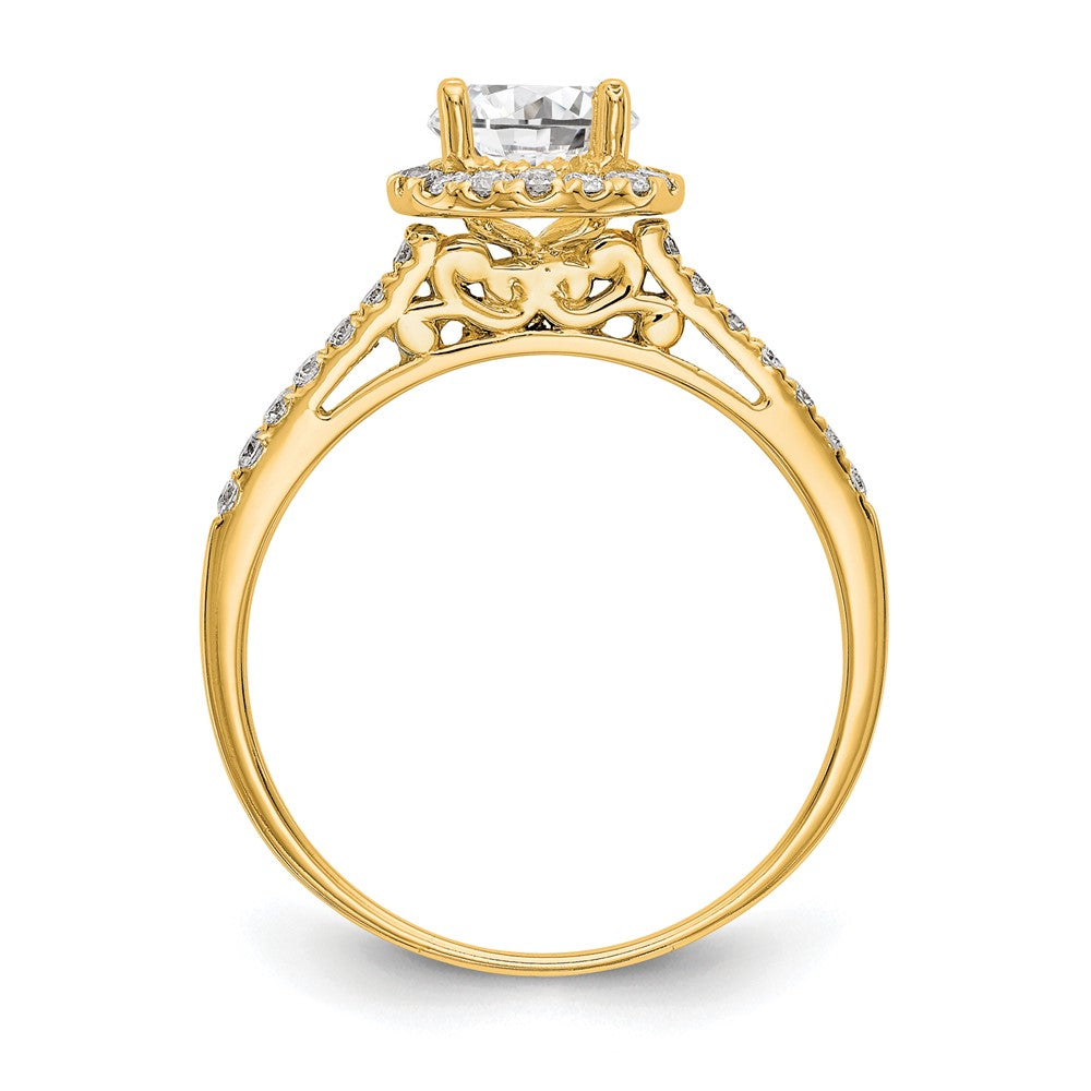 14K Gelbgold Verlobungsring mit 0,25 ct. Labor-Diamant VS/SI+ G+, 1 ct. Mittelstein, Halo-Fassung