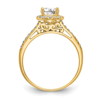 14K Gelbgold Verlobungsring mit 0,25 ct. Labor-Diamant VS/SI+ G+, 1 ct. Mittelstein, Halo-Fassung
