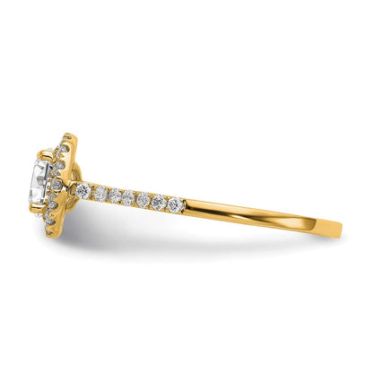 14K Gelbgold Verlobungsring mit 0,25 ct. Labor-Diamant VS/SI+ G+, 1 ct. Mittelstein, Halo-Fassung
