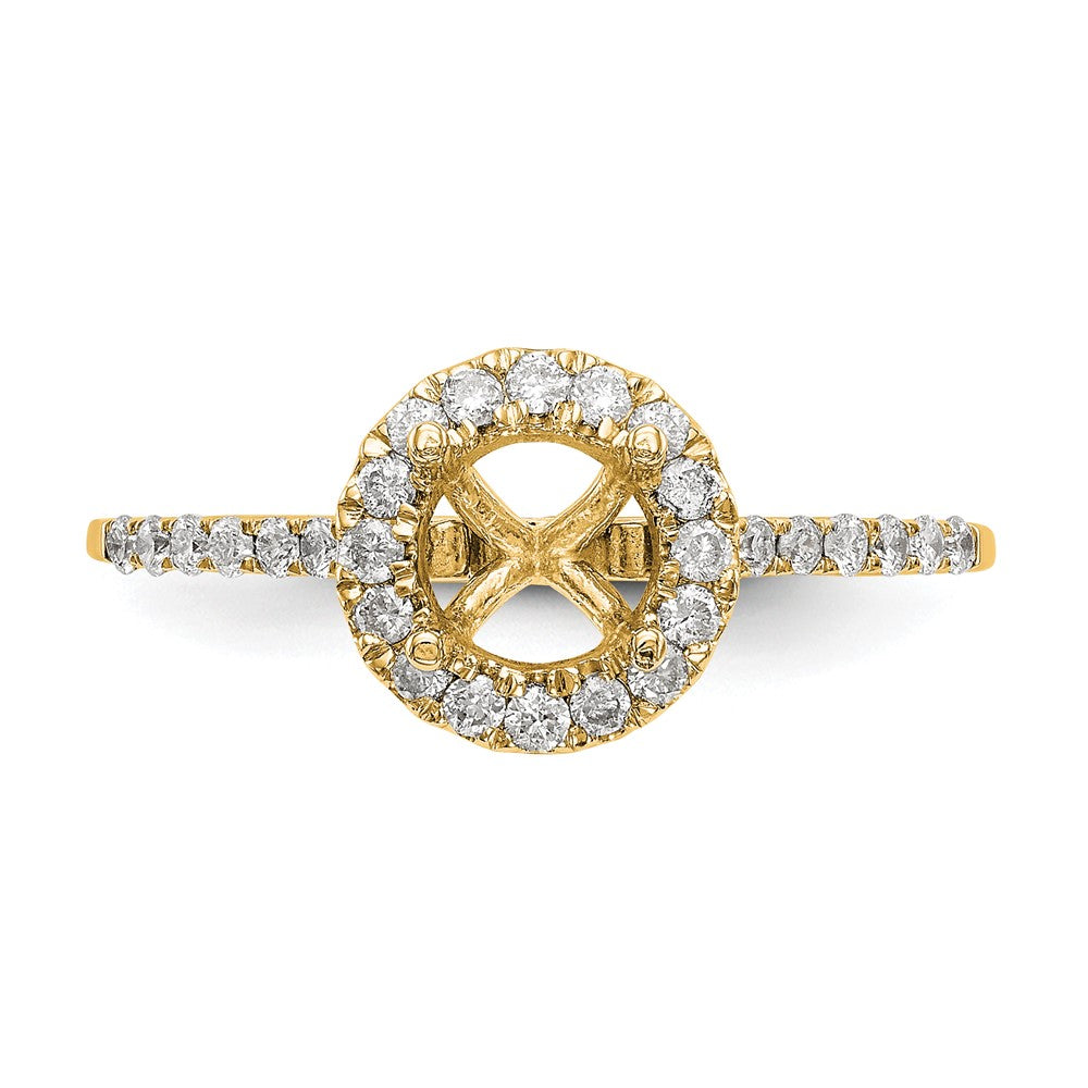 14K Gelbgold Verlobungsring mit 0,25 ct. Labor-Diamant VS/SI+ G+, 1 ct. Mittelstein, Halo-Fassung