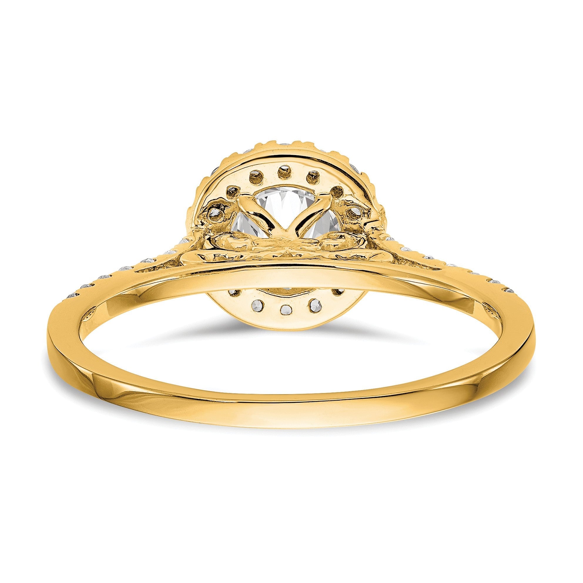 14K Gelbgold Verlobungsring mit 0,25 ct. Labor-Diamant VS/SI+ G+, 1 ct. Mittelstein, Halo-Fassung