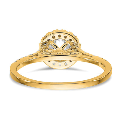 14K Gelbgold Verlobungsring mit 0,25 ct. Labor-Diamant VS/SI+ G+, 1 ct. Mittelstein, Halo-Fassung