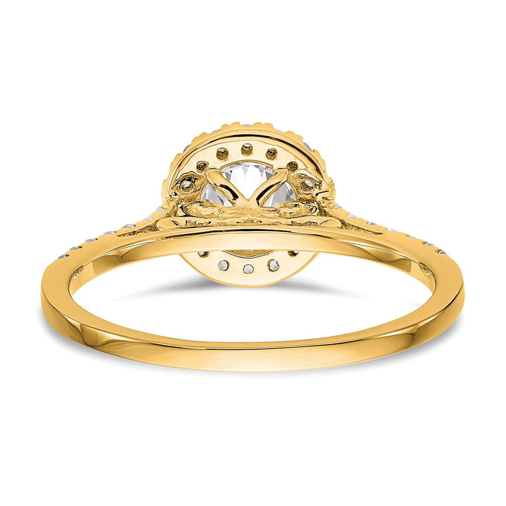 14K Gelbgold Verlobungsring mit 0,25 ct. Labor-Diamant VS/SI+ G+, 1 ct. Mittelstein, Halo-Fassung