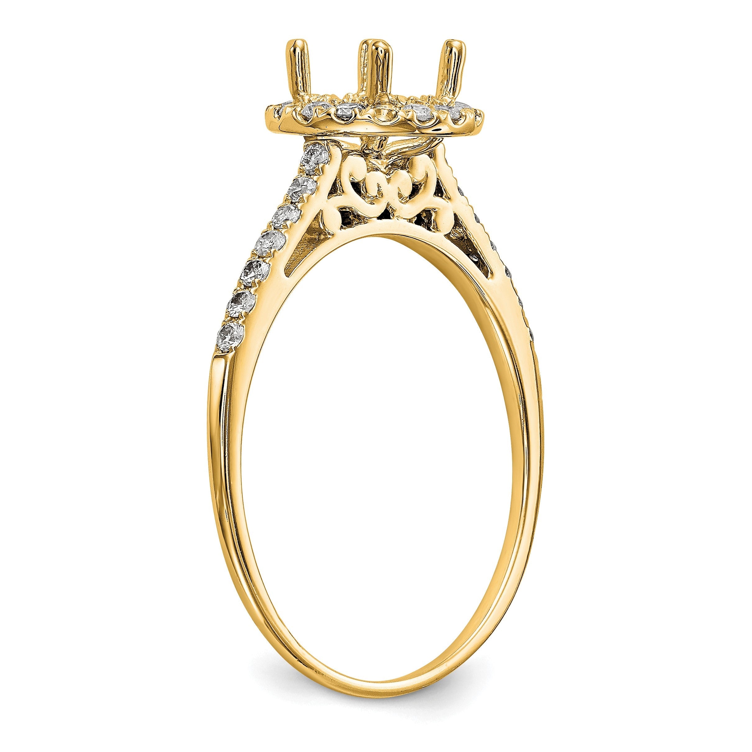 14K Gelbgold Verlobungsring mit 0,25 ct. Labor-Diamant VS/SI+ G+, 1 ct. Mittelstein, Halo-Fassung
