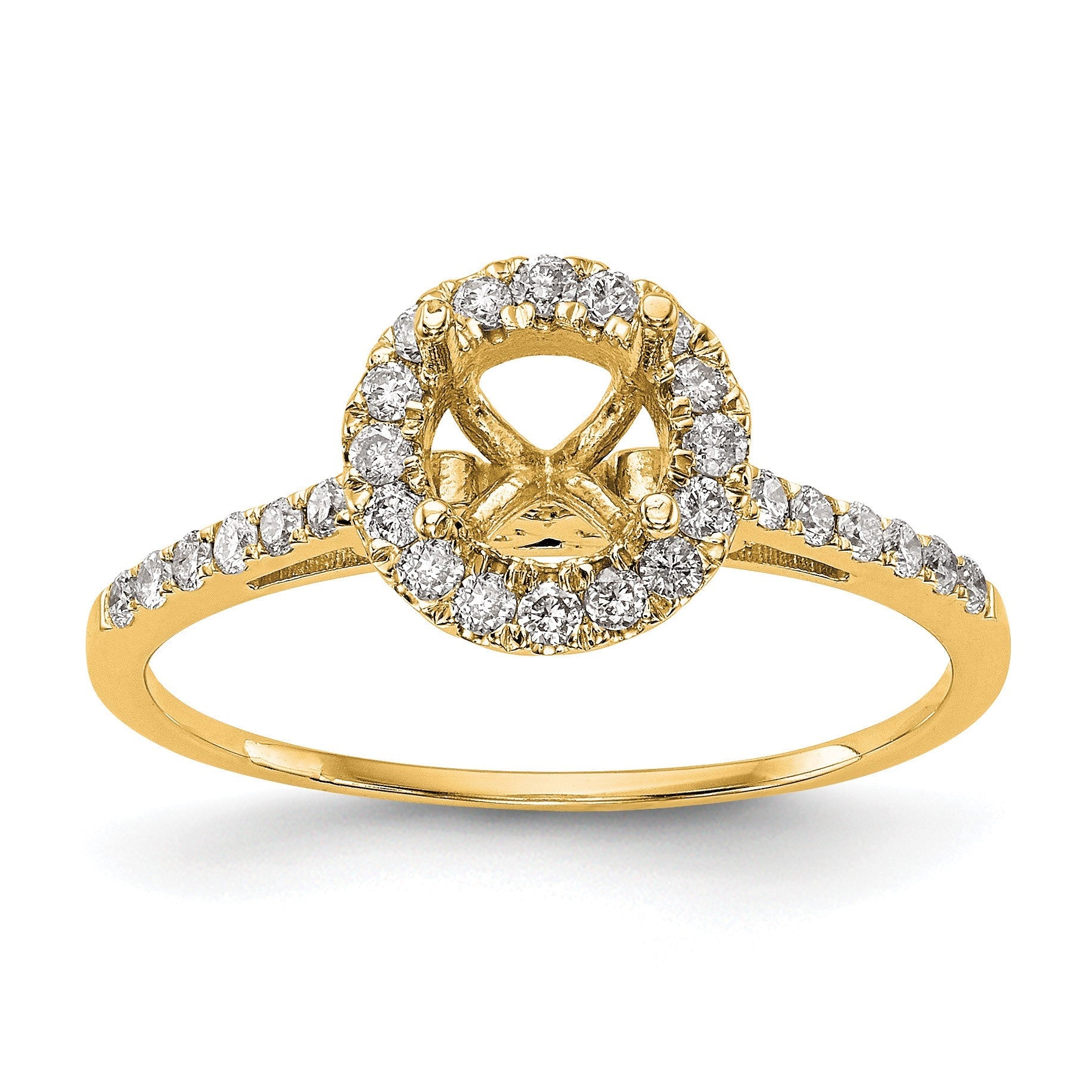 14K Gelbgold Verlobungsring mit 0,25 ct. Labor-Diamant VS/SI+ G+, 1 ct. Mittelstein, Halo-Fassung
