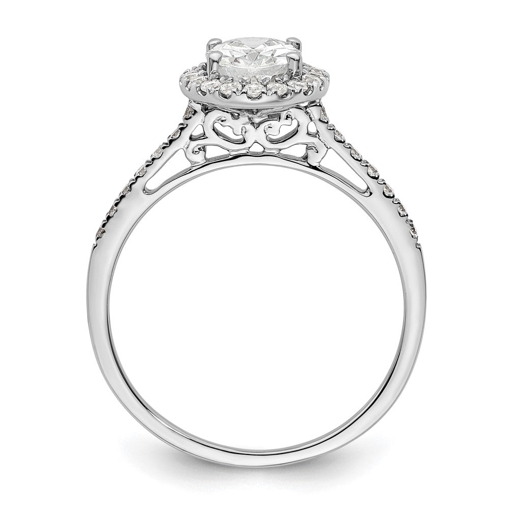 14K Weißgold Heiligenschein (holds 1.25 Karat (7.5x5.5mm) Oval Mittig) 1/3 Karat Diamant Halbfassung Verlobungsring