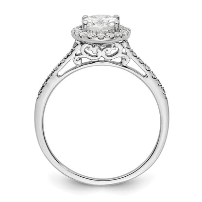 14K Weißgold Heiligenschein (holds 1.25 Karat (7.5x5.5mm) Oval Mittig) 1/3 Karat Diamant Halbfassung Verlobungsring