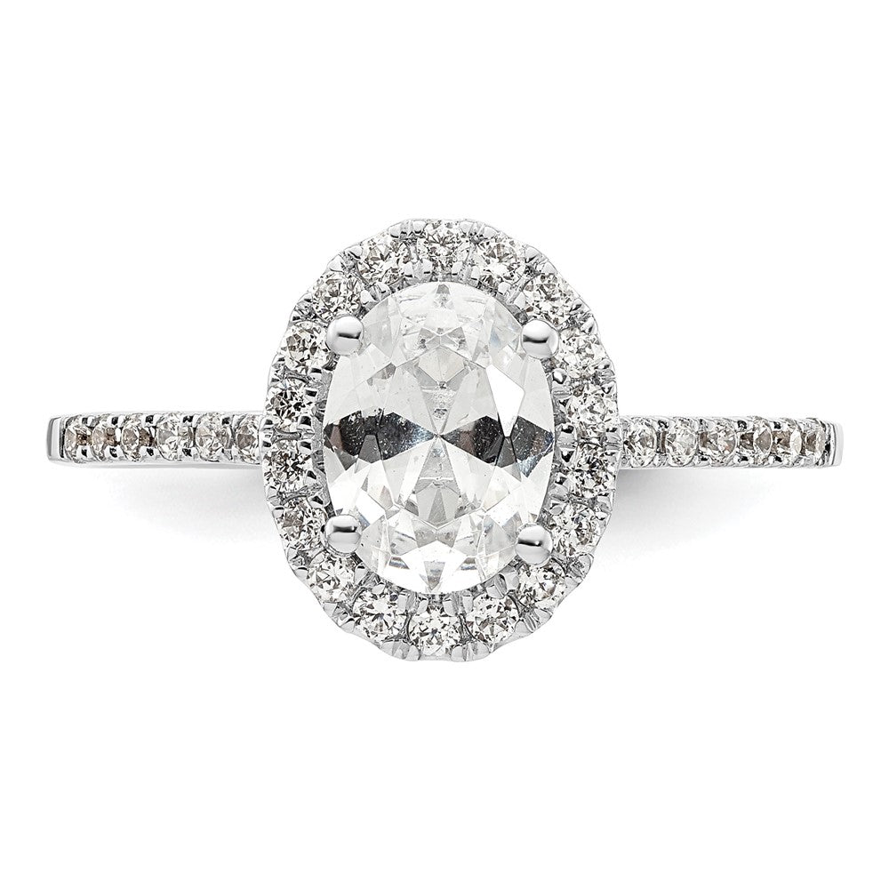 14K Weißgold Heiligenschein (holds 1.25 Karat (7.5x5.5mm) Oval Mittig) 1/3 Karat Diamant Halbfassung Verlobungsring