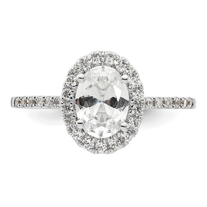 14K Weißgold Heiligenschein (holds 1.25 Karat (7.5x5.5mm) Oval Mittig) 1/3 Karat Diamant Halbfassung Verlobungsring