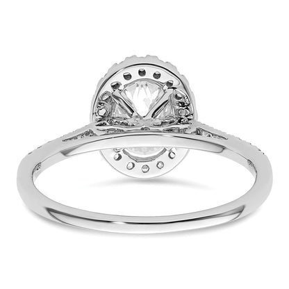 14K Weißgold Heiligenschein (holds 1.25 Karat (7.5x5.5mm) Oval Mittig) 1/3 Karat Diamant Halbfassung Verlobungsring