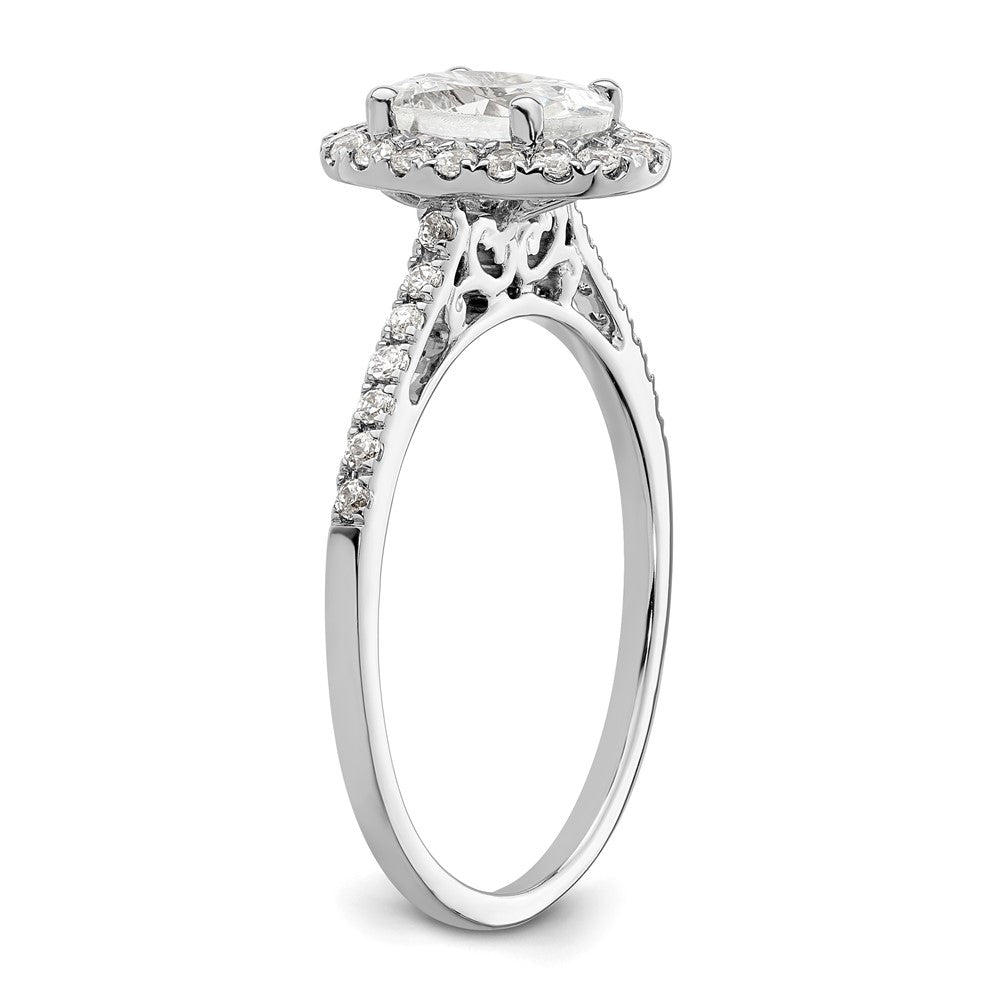 14K Weißgold Heiligenschein (holds 1.25 Karat (7.5x5.5mm) Oval Mittig) 1/3 Karat Diamant Halbfassung Verlobungsring