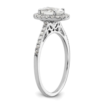 14K Weißgold Heiligenschein (holds 1.25 Karat (7.5x5.5mm) Oval Mittig) 1/3 Karat Diamant Halbfassung Verlobungsring