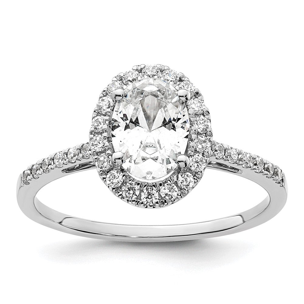 14K Weißgold Heiligenschein (holds 1.25 Karat (7.5x5.5mm) Oval Mittig) 1/3 Karat Diamant Halbfassung Verlobungsring