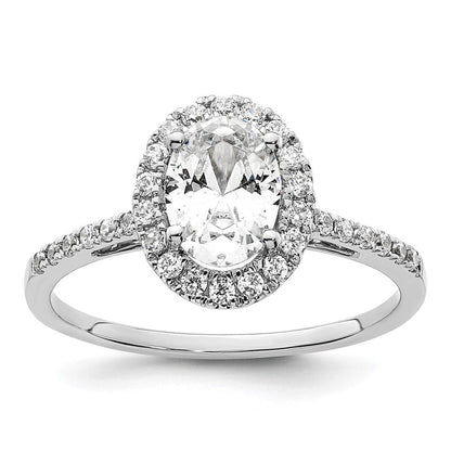 14K Weißgold Heiligenschein (holds 1.25 Karat (7.5x5.5mm) Oval Mittig) 1/3 Karat Diamant Halbfassung Verlobungsring