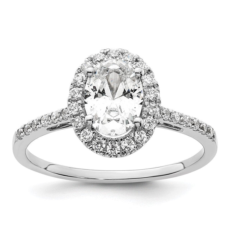 14K Weißgold Heiligenschein (holds 1.25 Karat (7.5x5.5mm) Oval Mittig) 1/3 Karat Diamant Halbfassung Verlobungsring