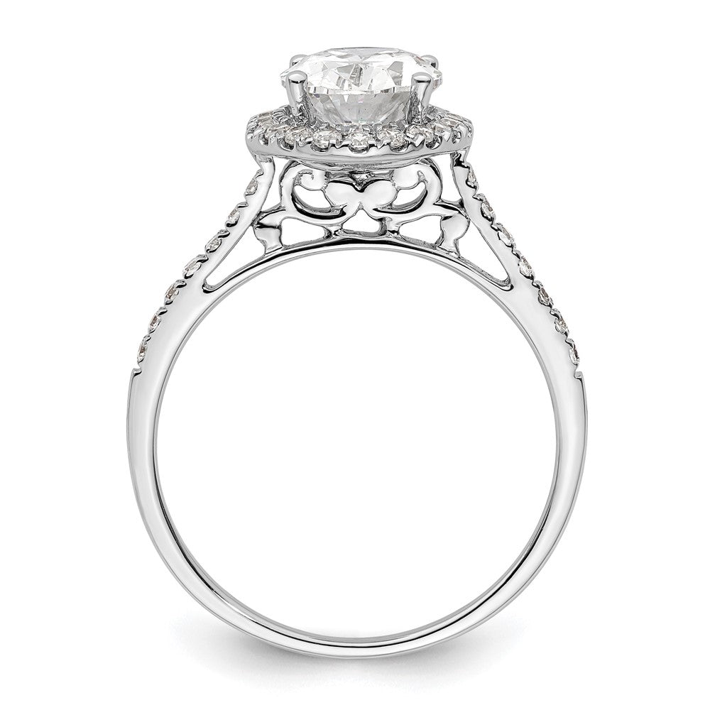 1/3 Ct. Natürlich Diamant Halbfassung Oval Heiligenschein Verlobungsring in 14K Weißgold