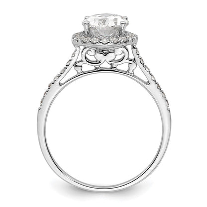 1/3 Ct. Natürlich Diamant Halbfassung Oval Heiligenschein Verlobungsring in 14K Weißgold