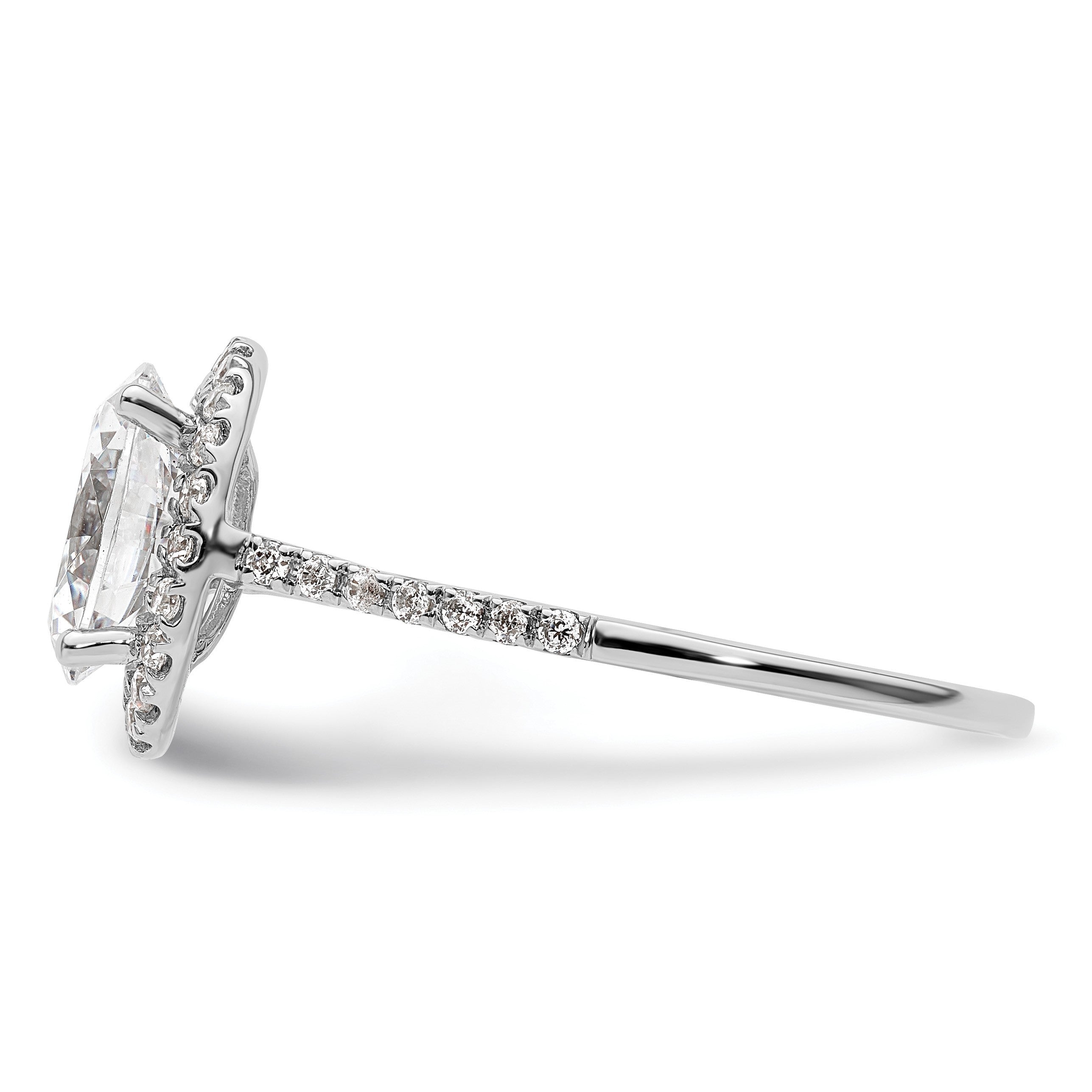 1/3 Ct. Natürlich Diamant Halbfassung Oval Heiligenschein Verlobungsring in 14K Weißgold
