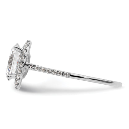 1/3 Ct. Natürlich Diamant Halbfassung Oval Heiligenschein Verlobungsring in 14K Weißgold