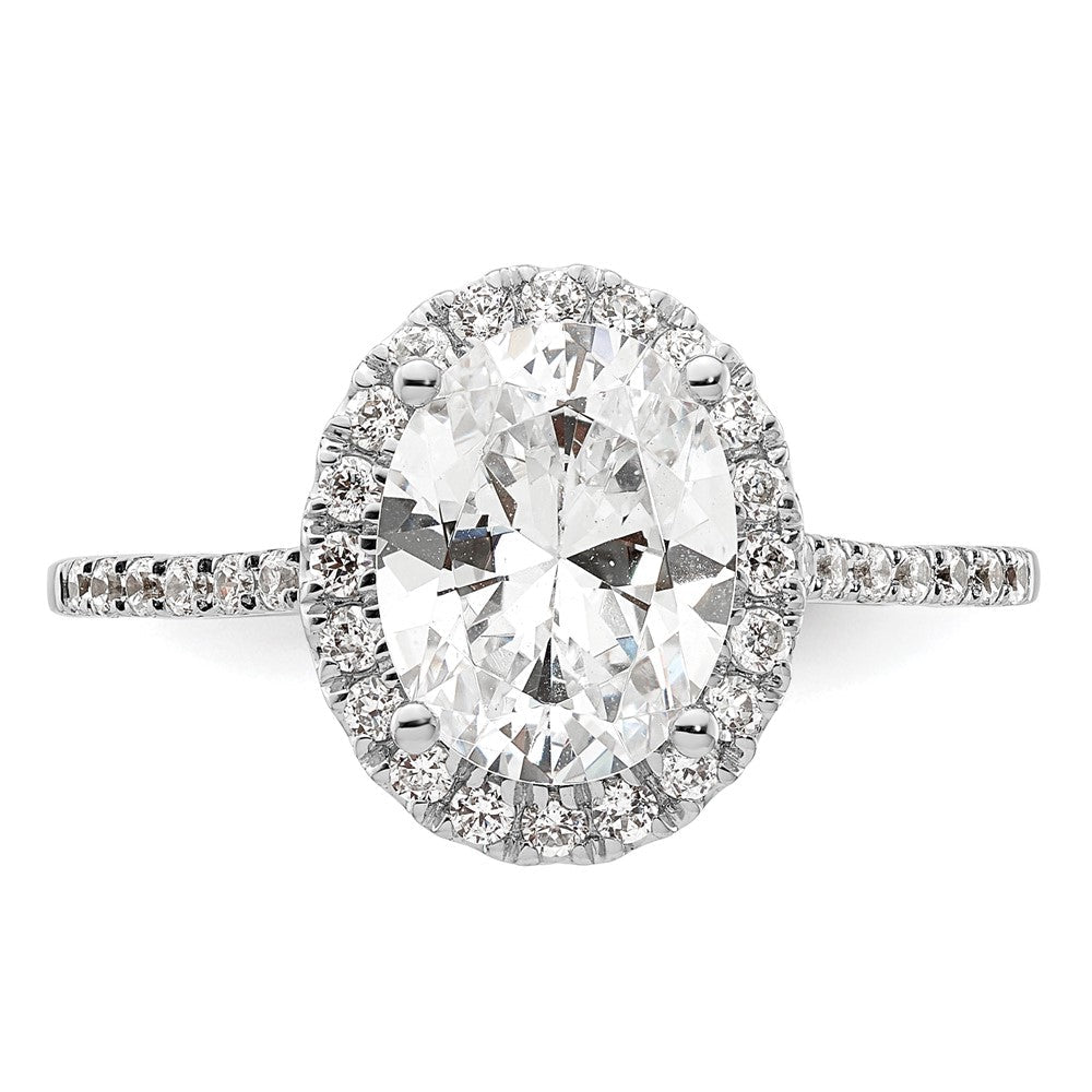 1/3 Ct. Natürlich Diamant Halbfassung Oval Heiligenschein Verlobungsring in 14K Weißgold