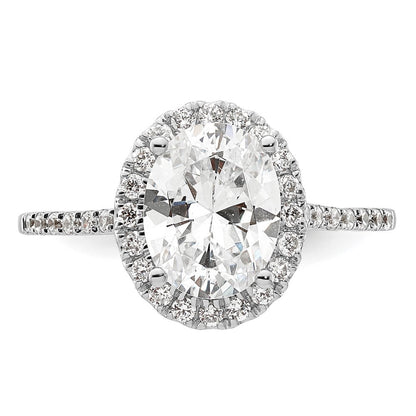 1/3 Ct. Natürlich Diamant Halbfassung Oval Heiligenschein Verlobungsring in 14K Weißgold