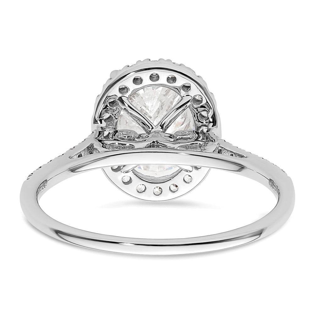 1/3 Ct. Natürlich Diamant Halbfassung Oval Heiligenschein Verlobungsring in 14K Weißgold