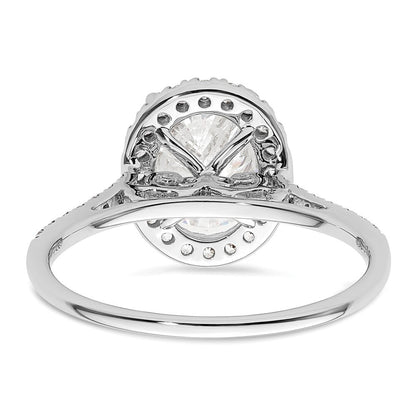 1/3 Ct. Natürlich Diamant Halbfassung Oval Heiligenschein Verlobungsring in 14K Weißgold
