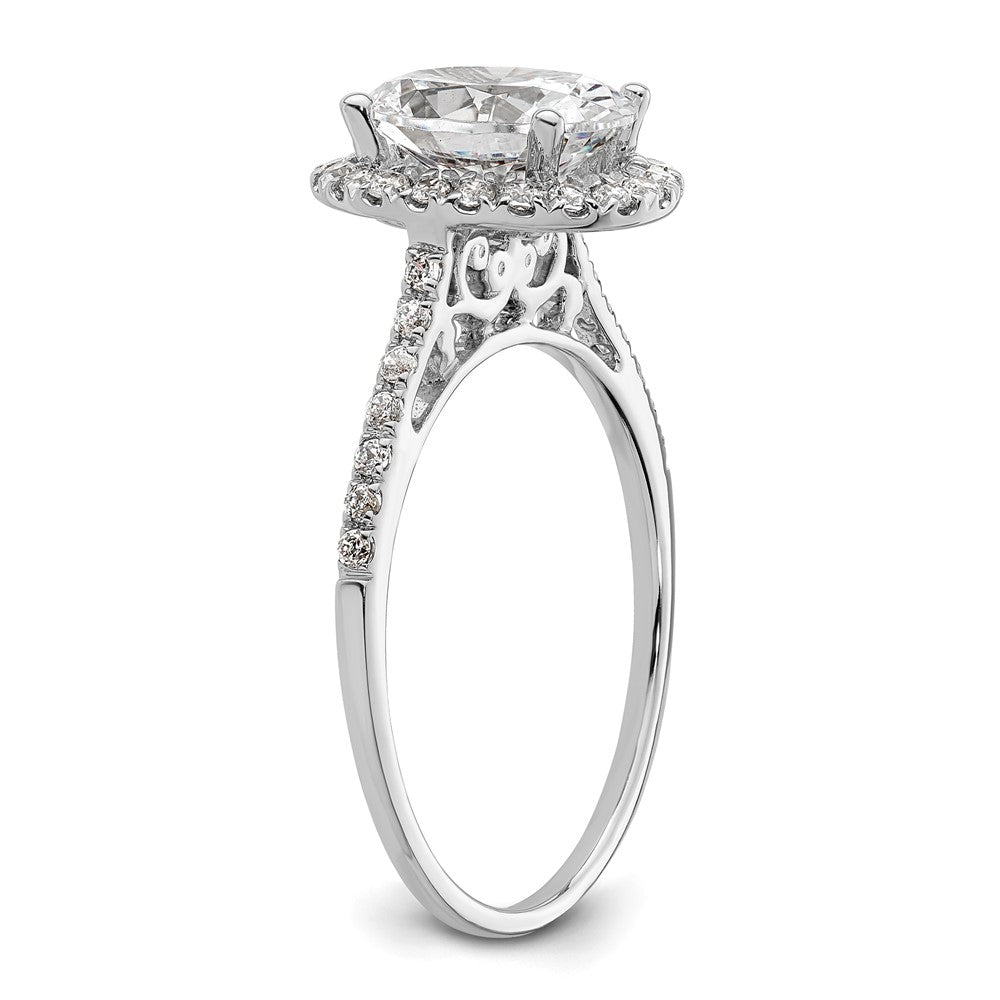 1/3 Ct. Natürlich Diamant Halbfassung Oval Heiligenschein Verlobungsring in 14K Weißgold