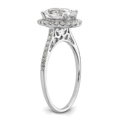 1/3 Ct. Natürlich Diamant Halbfassung Oval Heiligenschein Verlobungsring in 14K Weißgold
