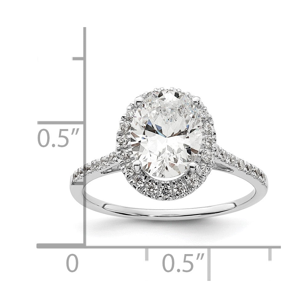 1/3 Ct. Natürlich Diamant Halbfassung Oval Heiligenschein Verlobungsring in 14K Weißgold