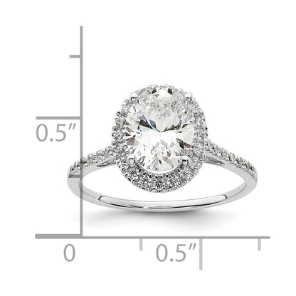 1/3 Ct. Natürlich Diamant Halbfassung Oval Heiligenschein Verlobungsring in 14K Weißgold
