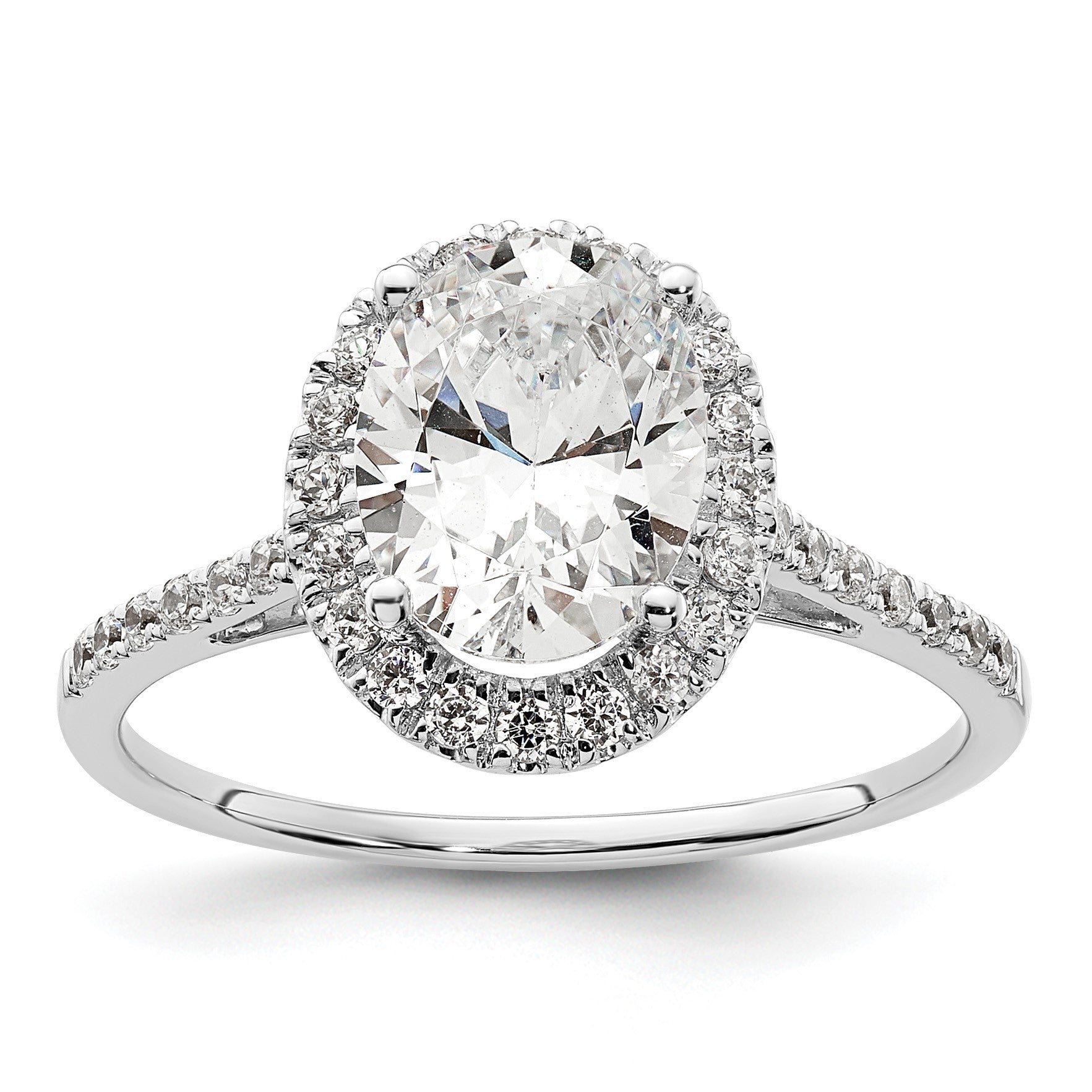 1/3 Ct. Natürlich Diamant Halbfassung Oval Heiligenschein Verlobungsring in 14K Weißgold