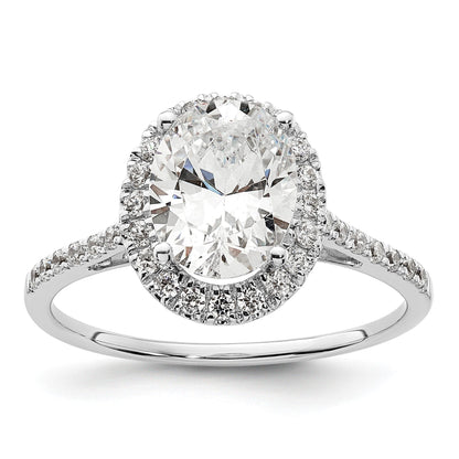 1/3 Ct. Natürlich Diamant Halbfassung Oval Heiligenschein Verlobungsring in 14K Weißgold