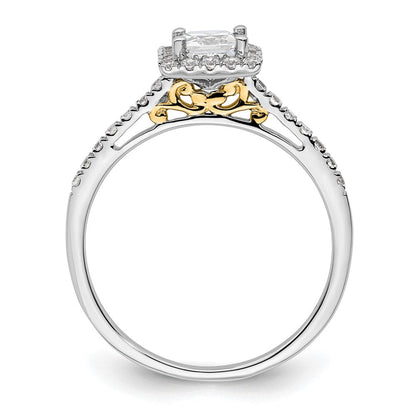 1/3 Ct. Natürlich Princess Schliff Diamant Halbfassung Verlobungsring in 14K Gelb Gold (center Diamant Is Not Included)