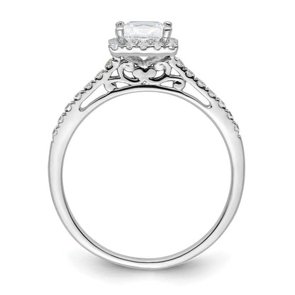 14K Weißgold Princess Heiligenschein Synthetisch Diamant Verlobungsring