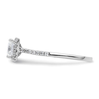 14K Weißgold Princess Heiligenschein Synthetisch Diamant Verlobungsring