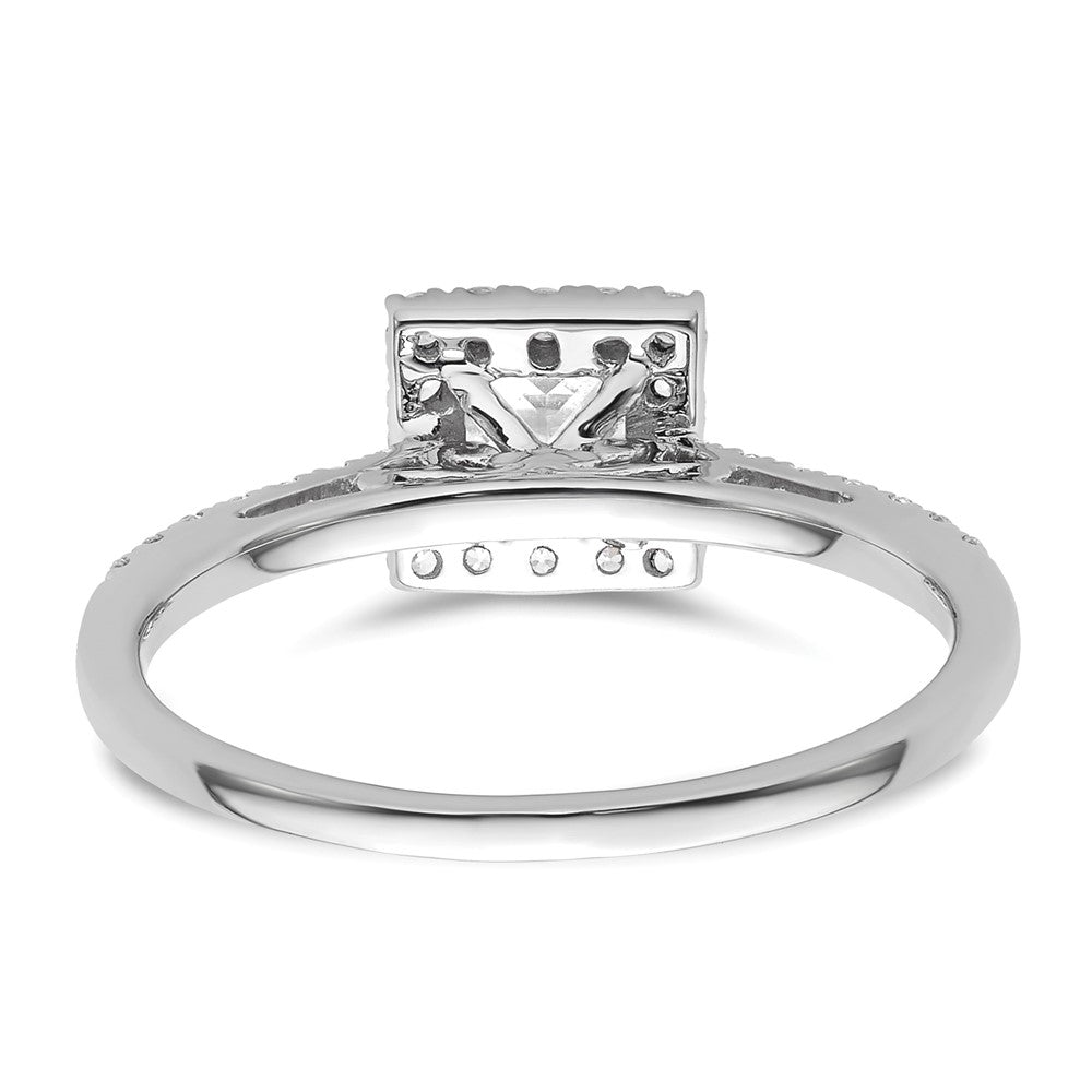 14K Weißgold Princess Heiligenschein Synthetisch Diamant Verlobungsring