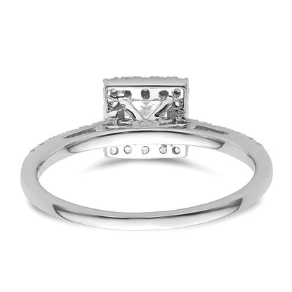 14K Weißgold Princess Heiligenschein Synthetisch Diamant Verlobungsring