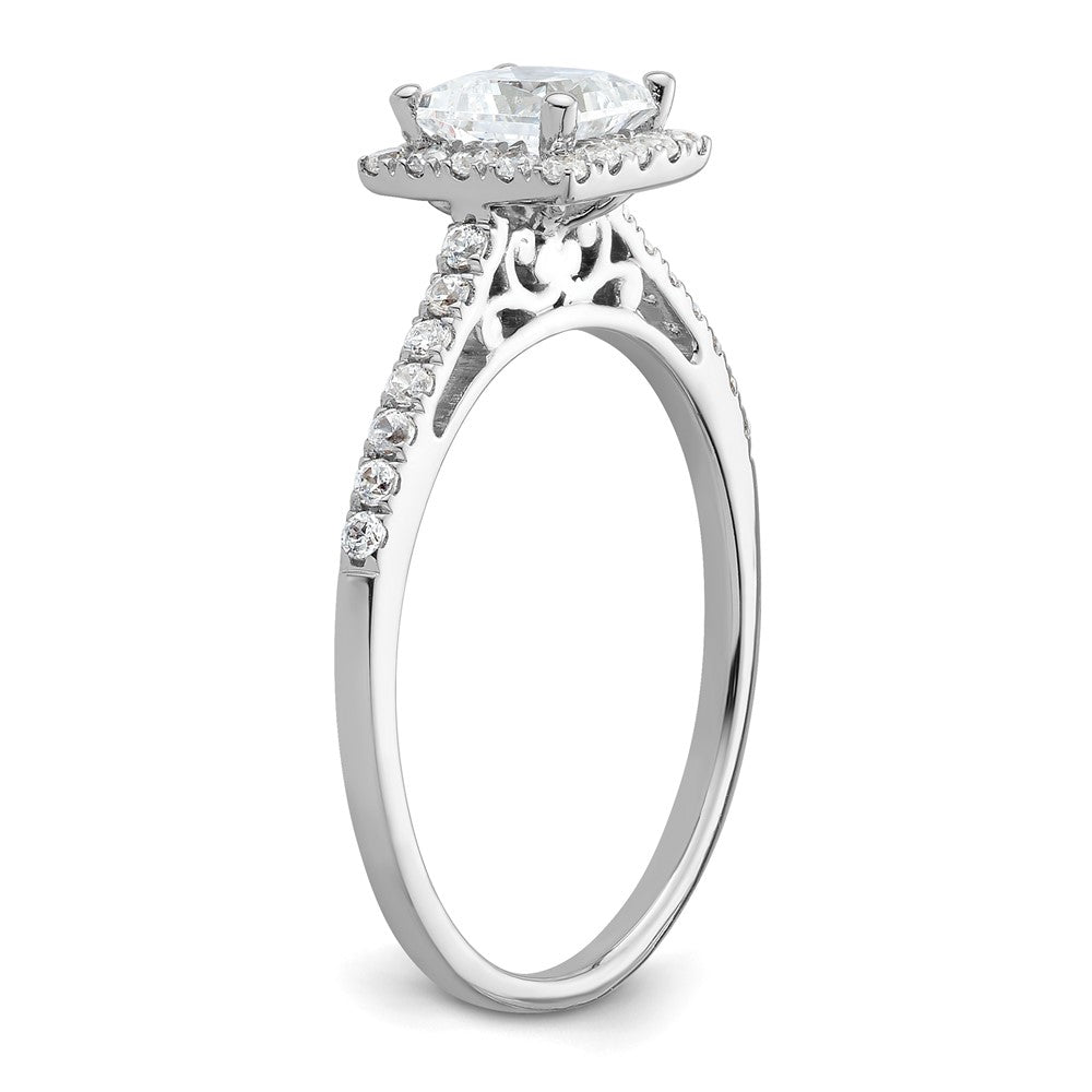 14K Weißgold Princess Heiligenschein Synthetisch Diamant Verlobungsring