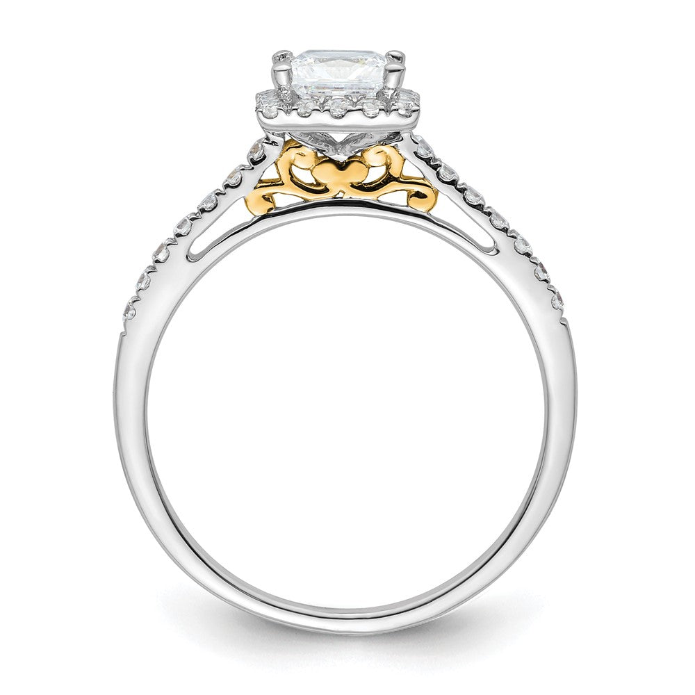 14K Gelbgold 5x5mm Princess Heiligenschein Synthetisch Diamant Verlobungsring
