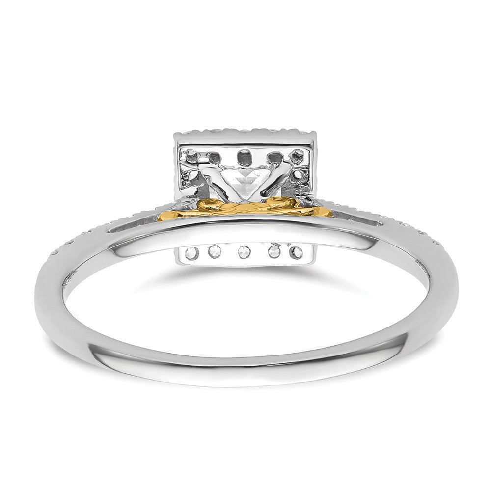 14K Gelbgold 5x5mm Princess Heiligenschein Synthetisch Diamant Verlobungsring