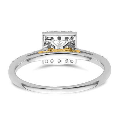 14K Gelbgold 5x5mm Princess Heiligenschein Synthetisch Diamant Verlobungsring