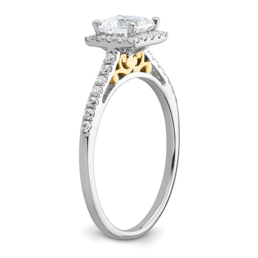 14K Gelbgold 5x5mm Princess Heiligenschein Synthetisch Diamant Verlobungsring