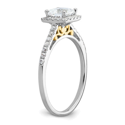 14K Gelbgold 5x5mm Princess Heiligenschein Synthetisch Diamant Verlobungsring