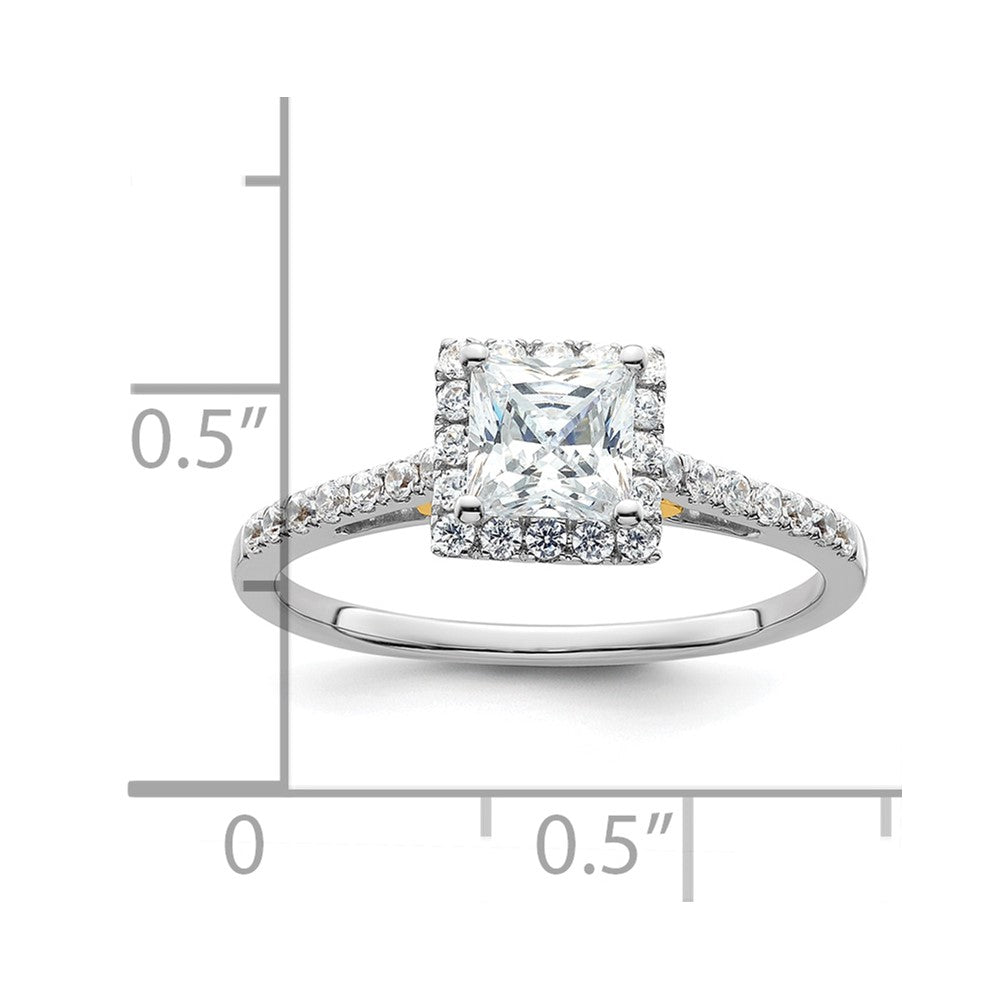 14K Gelbgold 5x5mm Princess Heiligenschein Synthetisch Diamant Verlobungsring