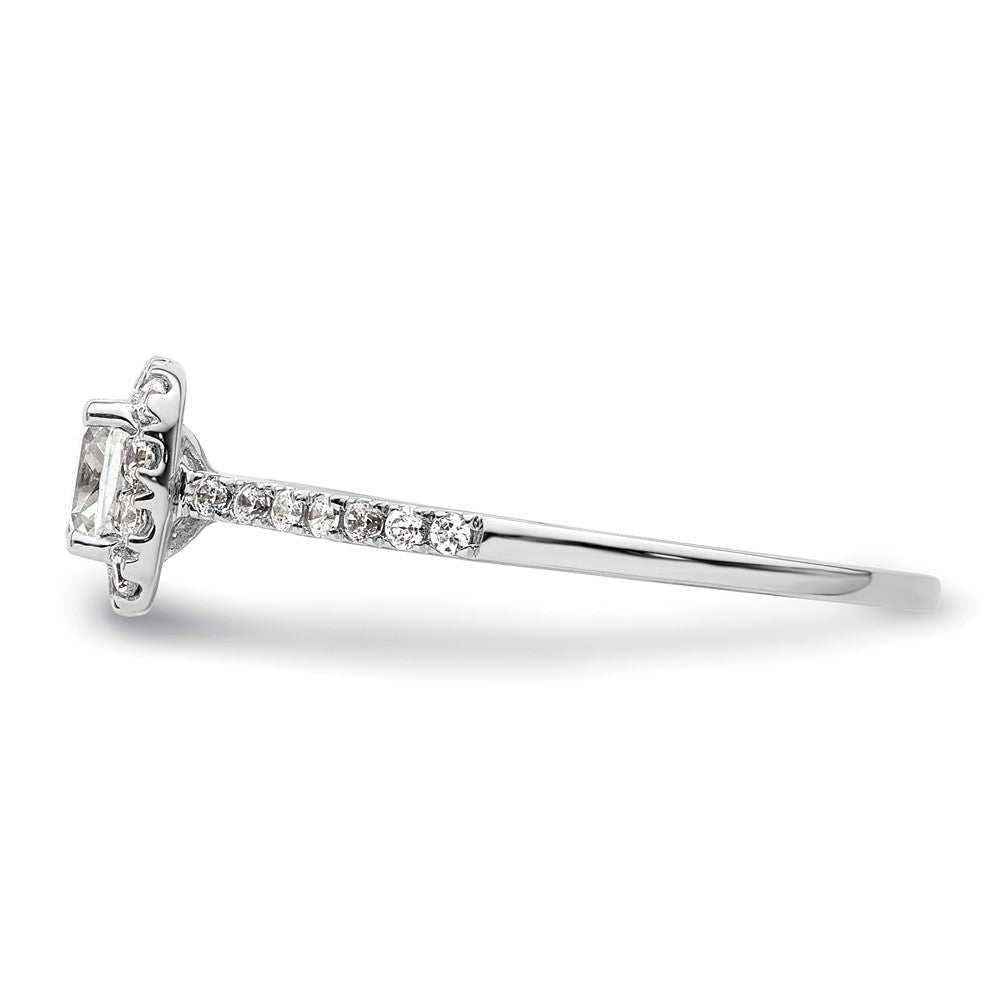 14K Weißgold Kissen Heiligenschein Synthetisch Diamant Verlobungsring
