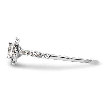 14K Weißgold Kissen Heiligenschein Synthetisch Diamant Verlobungsring