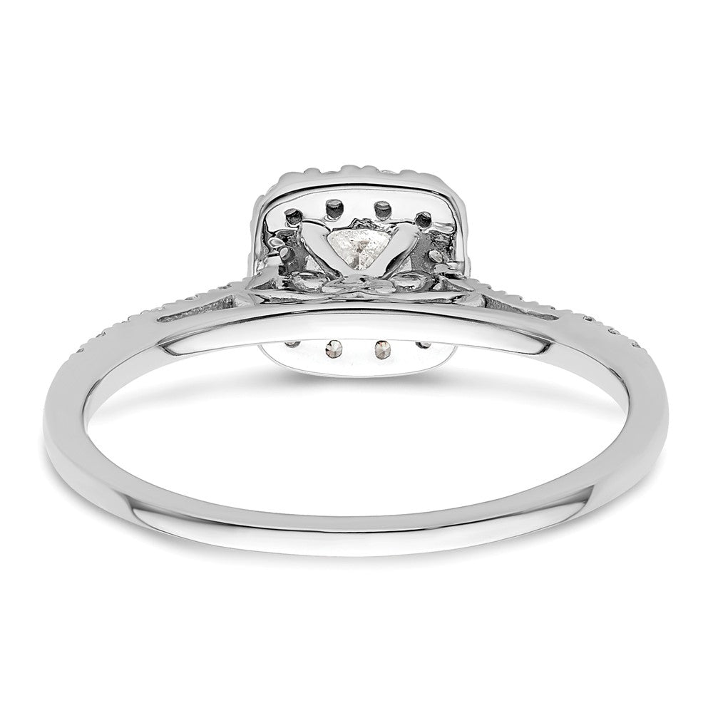 14K Weißgold Kissen Heiligenschein Synthetisch Diamant Verlobungsring